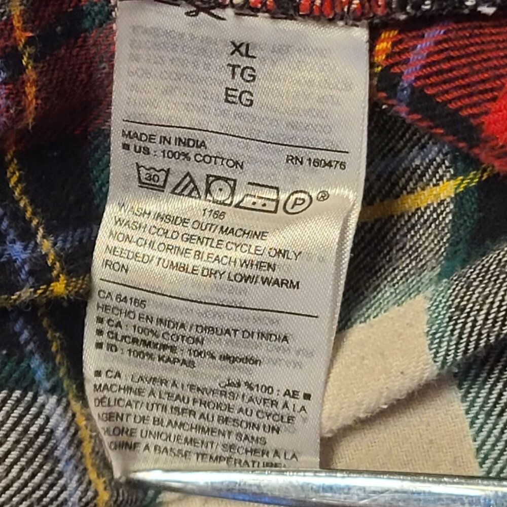 Old Navy Mens Red Plaid Flannel Pajama Pants XL Elastic Waist - Picture 3 of 11